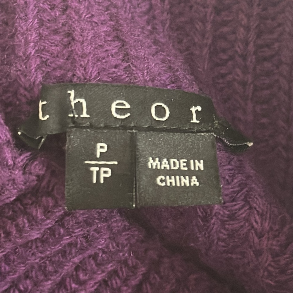 THEORY Jodi Fine Haven Half Sleeve Wool Cashmere Sweater Purple Jewel Size P TP - Picture 6 of 6